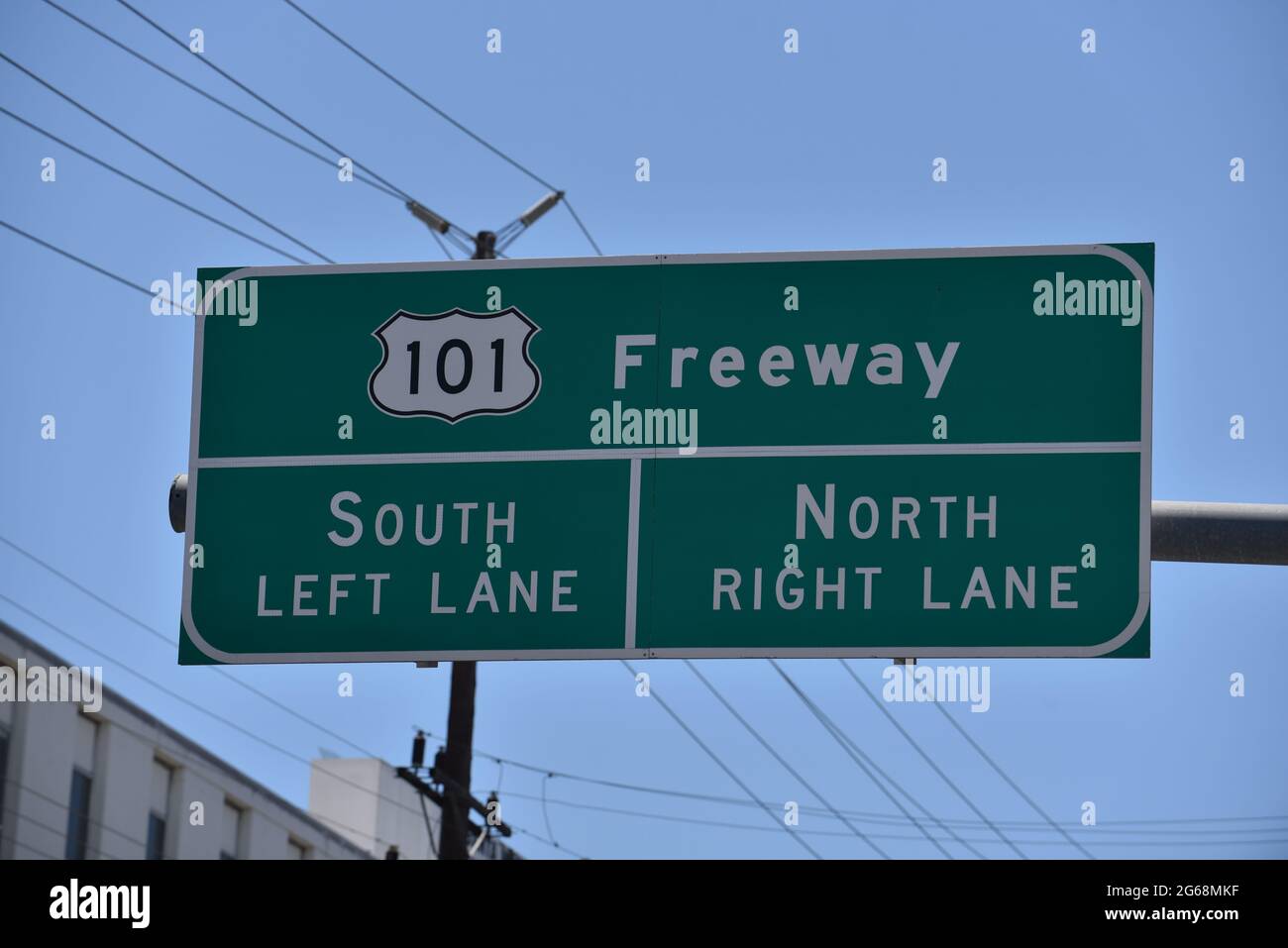 Cartello della superstrada che indica l'ingresso della Hollywood Freeway, US Route 101 Foto Stock