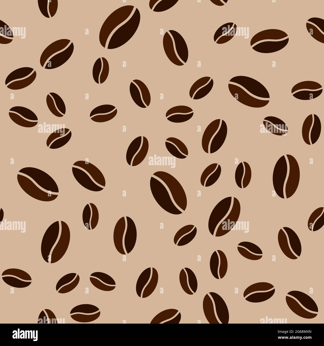 Grani di caffè beige senza cuciture. Chicchi di caffè ripetuti texture beige per carta artigianale, menu caffè, stampa, carta da imballaggio. Texture vettoriale senza giunture. Illustrazione Vettoriale