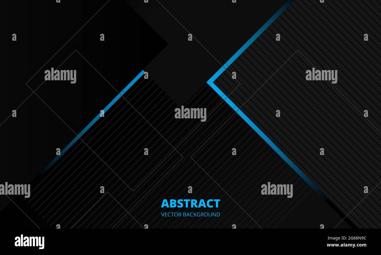 Grigio scuro Elegance business aziendale astratto vettore sfondo con linee blu e grigio. Forme geometriche minime su sfondo scuro. Vettore Illustrazione Vettoriale