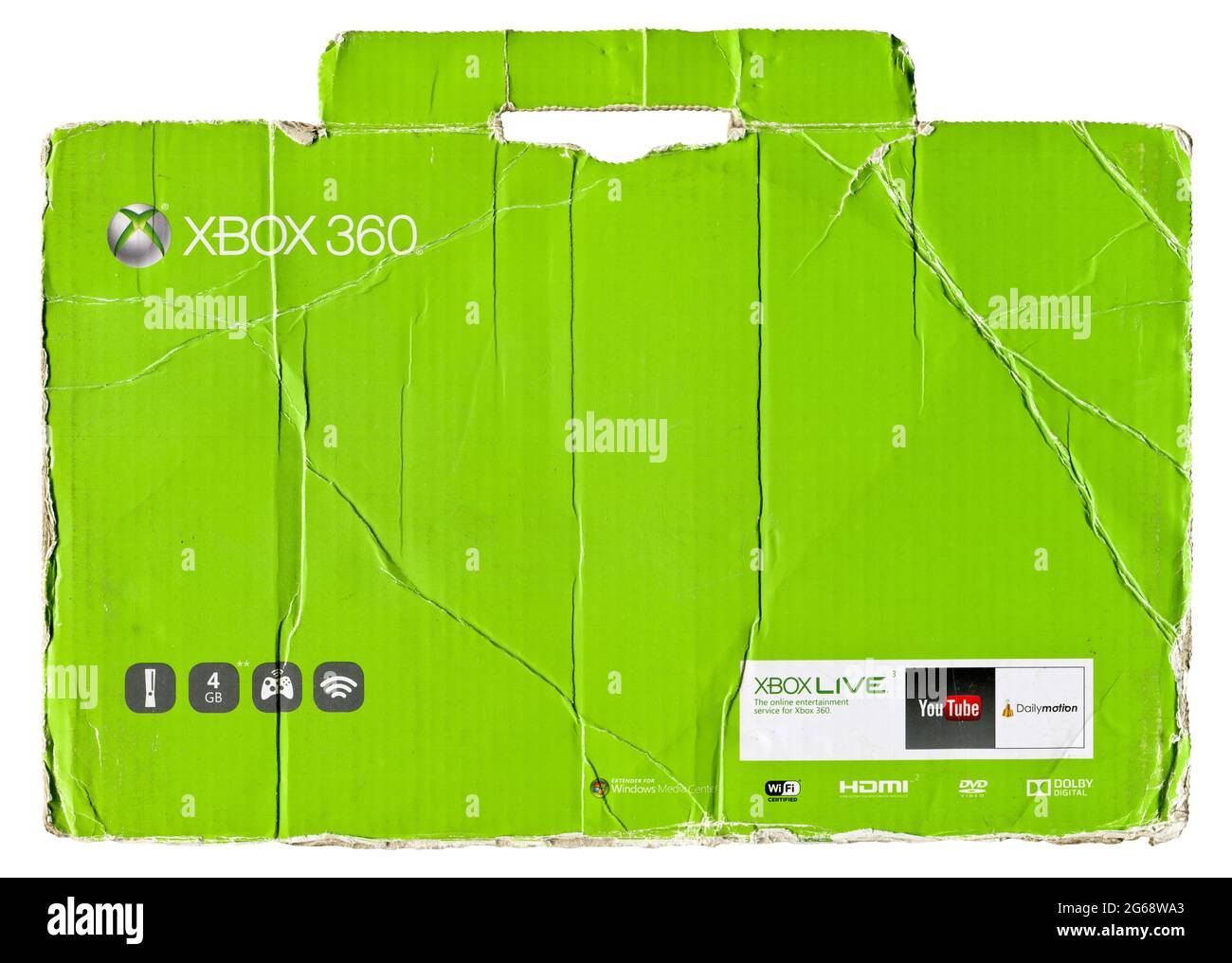 Xbox 360 cartone ondulato verde, isolato su sfondo bianco, settembre 02 2018 Turchia Istanbul Maltepe Foto Stock