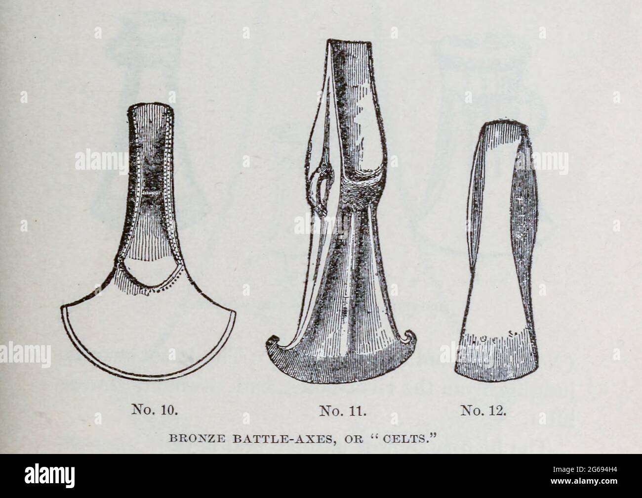 Bronze Battle axes (Celts) tratto dal libro ' Athletics and Manly sport ' di John Boyle o'Reilly, 1844-1890 pubblicato a Boston, dalla società di pubblicazione Pilot nel 1890. DEDICATO A COLORO CHE CREDONO CHE UN AMORE PER LO SPORT INNOCENTE, ESERCIZIO GIOCOSO. E IL GODIMENTO DELLA NATURA, È UNA BENEDIZIONE DESTINATA NON SOLO PER GLI ANNI DI BOIOTTAGGIO, MA PER TUTTA LA VITA DI UN UOMO Foto Stock