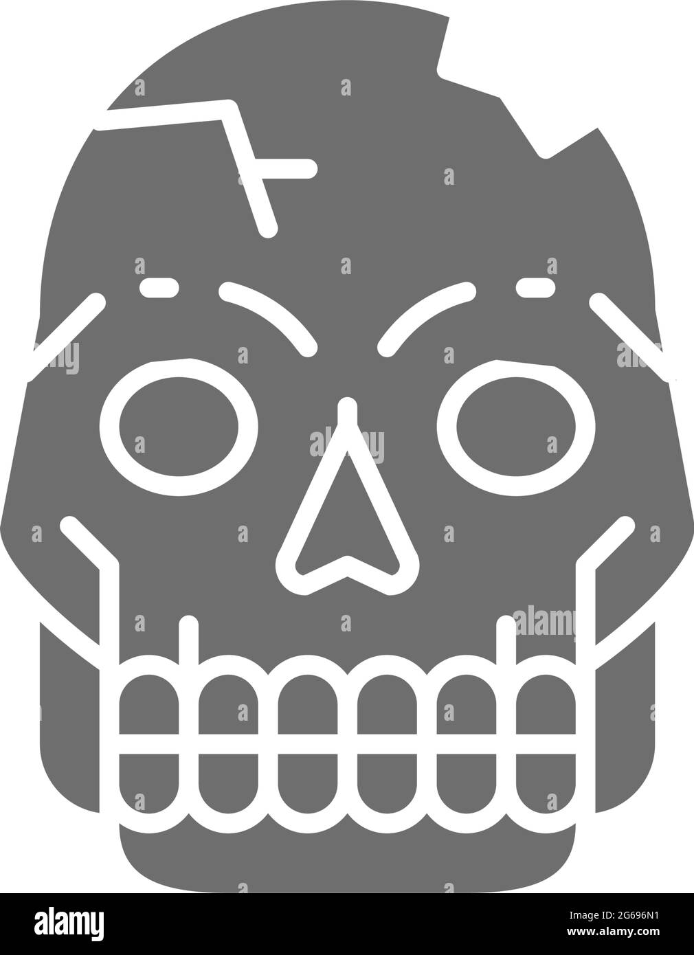Il cranio primitivo dell'uomo, le ossa del Pitecantropo, l'uomo rimane icona grigia. Illustrazione Vettoriale