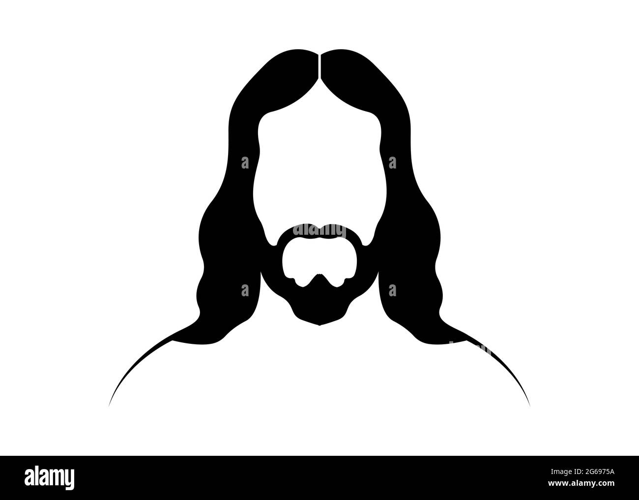 Gesù Cristo, ritratto grafico vettore silhouette nera isolato su sfondo bianco Illustrazione Vettoriale