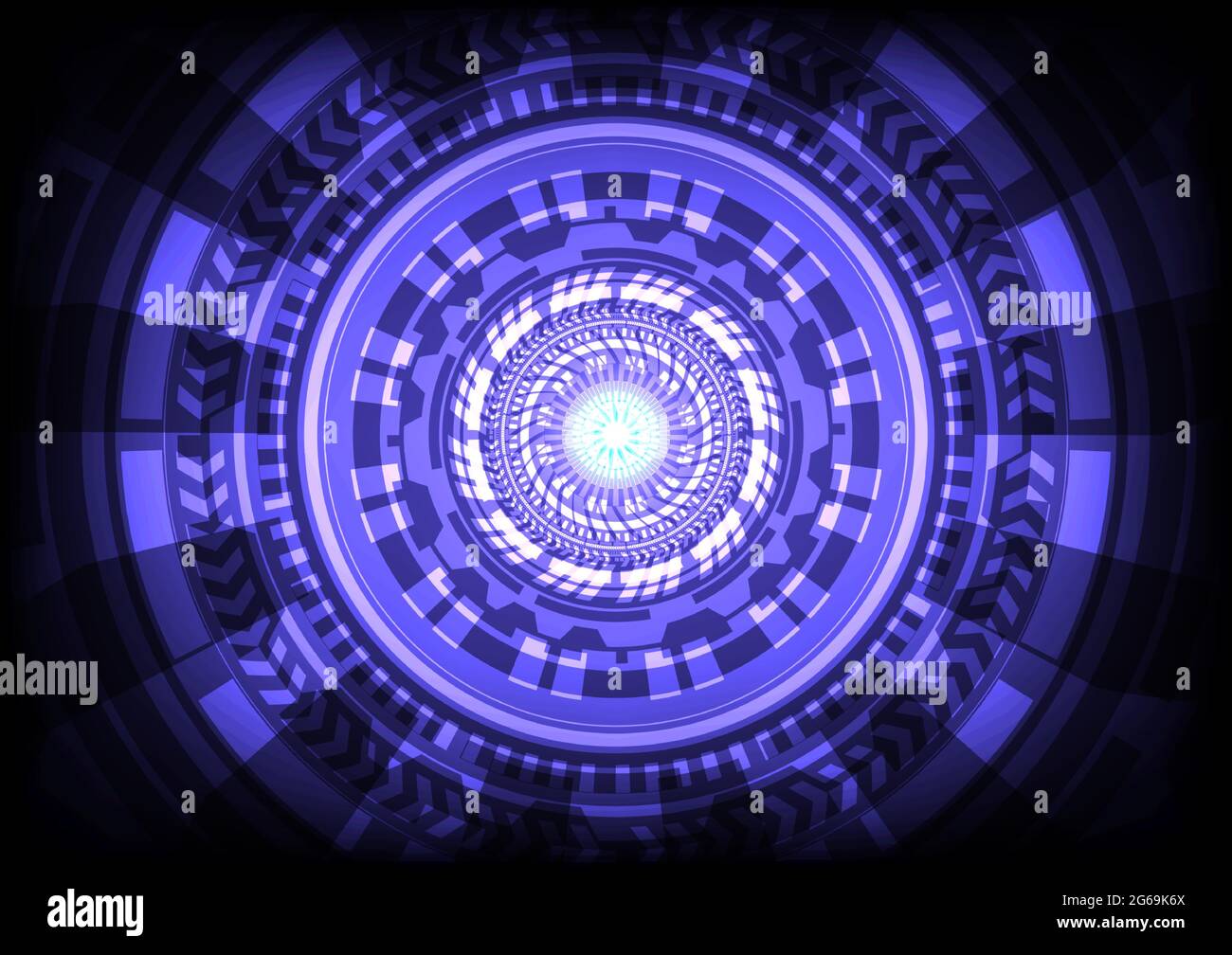 Interfaccia display head-up. Futuristico Sci-Fi luminoso cerchio HUD. Retroscena hi-tech. Innovazione tecnologica in realtà virtuale. Business digitale. Illustrazione Vettoriale
