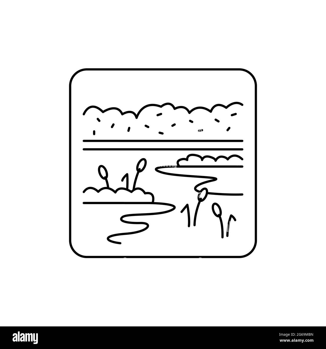 Icona linea colore palude. Elemento vettoriale isolato. Pittogramma per pagina web, app mobile, promo Illustrazione Vettoriale