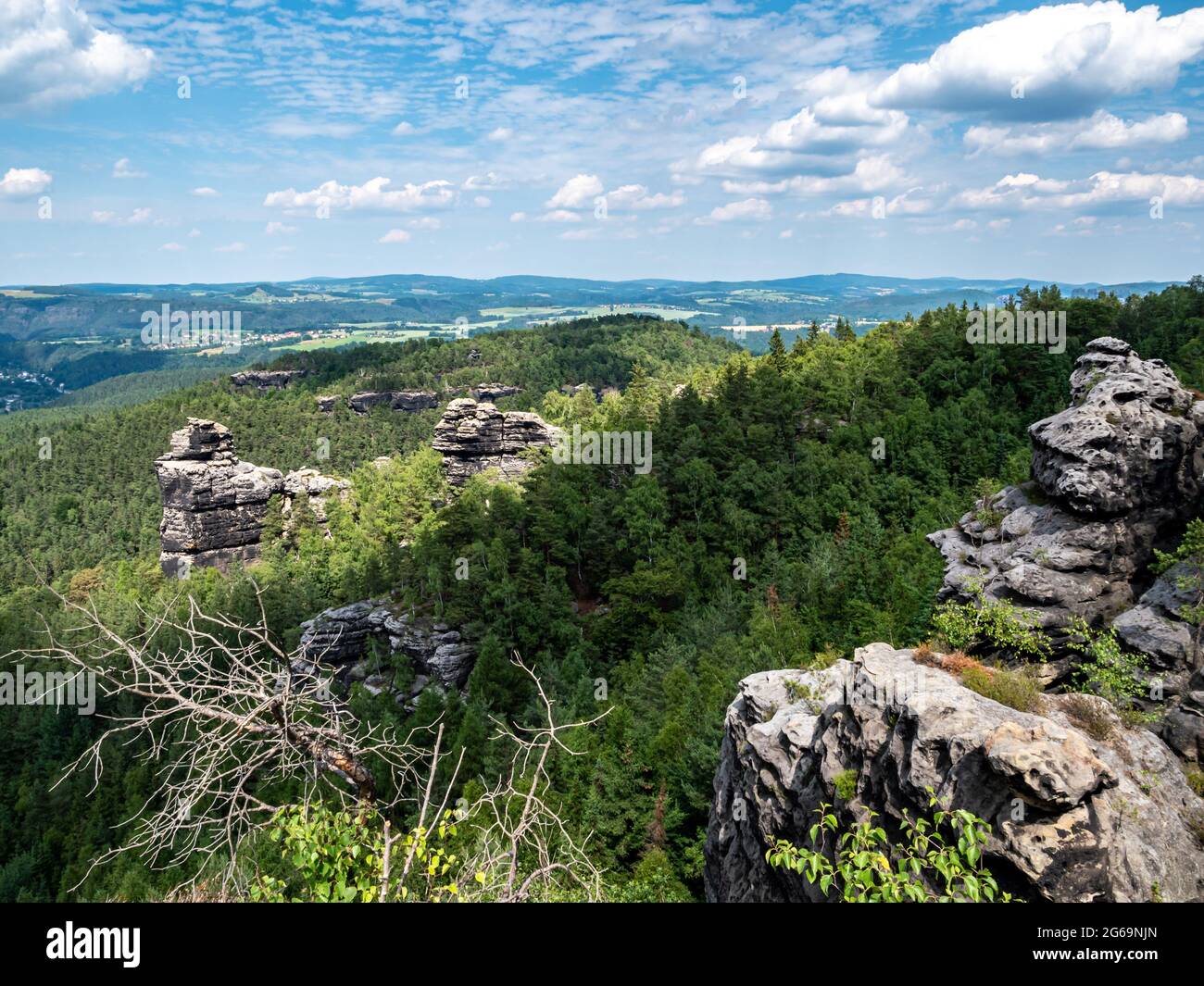 Rocce nella Elbsansteingebirge in Svizzera sassone Foto Stock