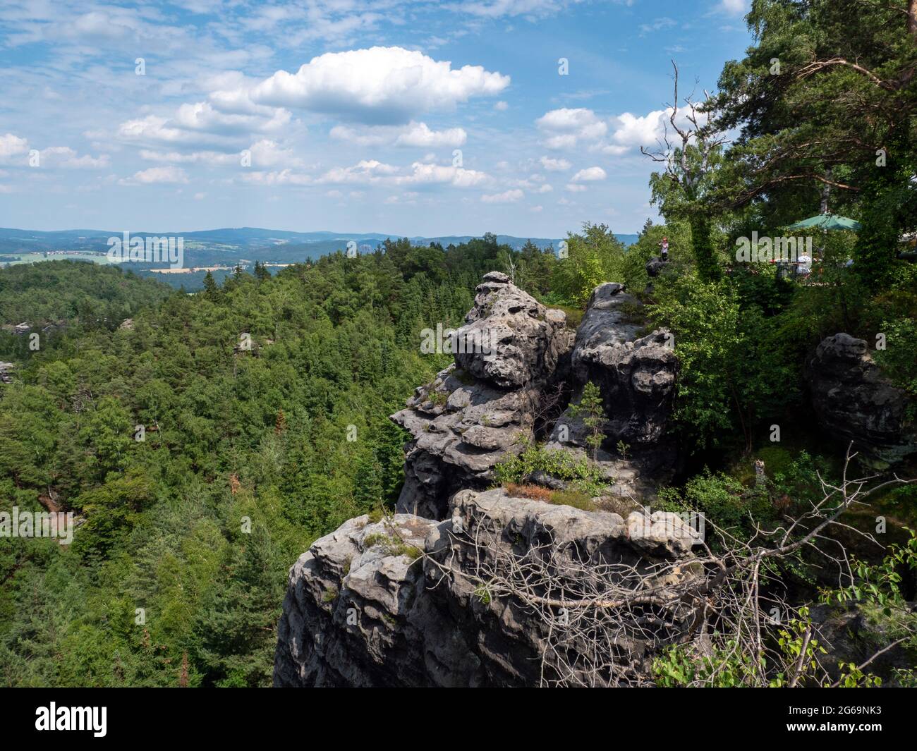 Parete rocciosa nella Elbsansteingebirge in Svizzera sassone Foto Stock