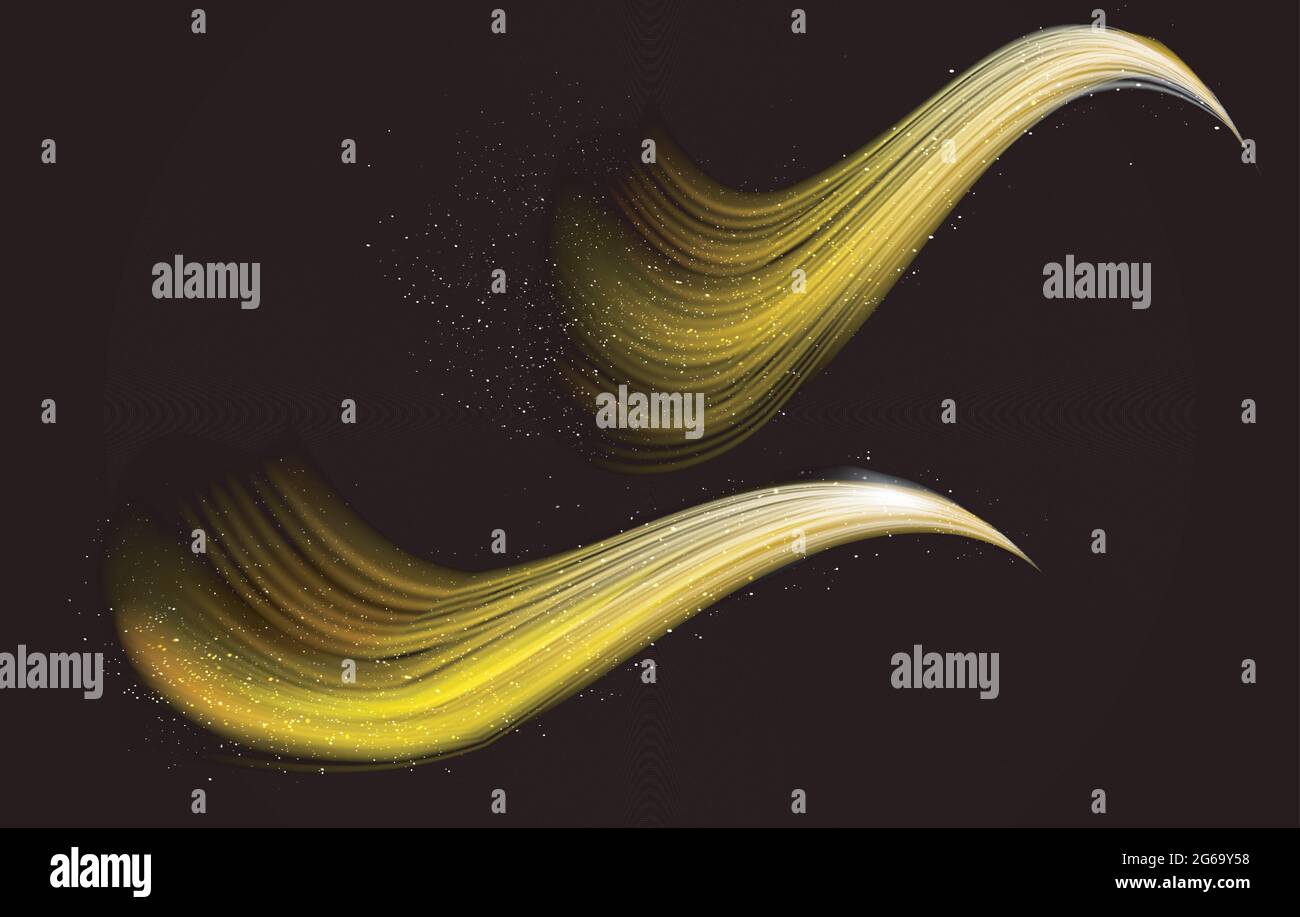 flussi ondulati di polvere dorata . Illustrazione Vettoriale