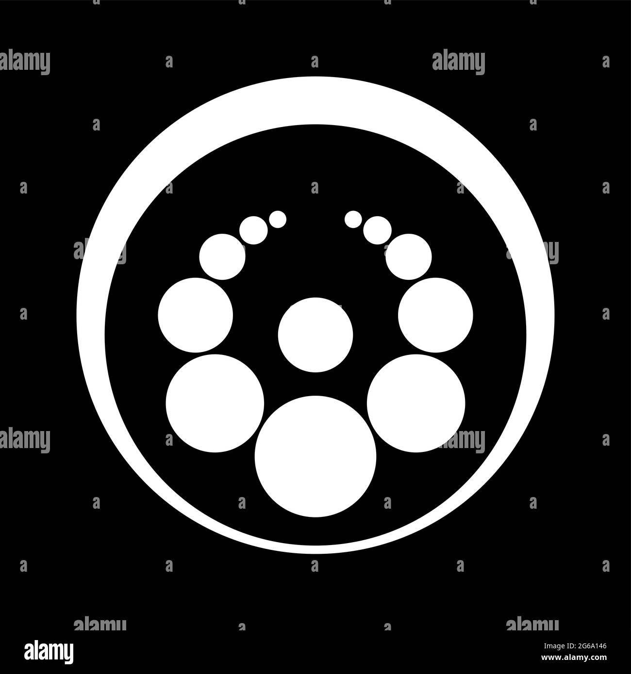 Motivo cerchio di ritaglio rapporto d'oro. Cerchi graduati e disposti secondo il rapporto d'oro. Geometria sacra, mandala e simbolo. Foto Stock