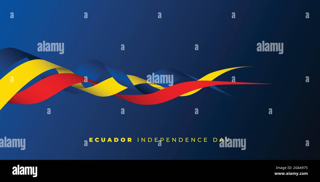 Ecuador Independence Day con disegno del nastro ondulato. Modello buono per il disegno nazionale del giorno dell'Ecuador. Illustrazione Vettoriale