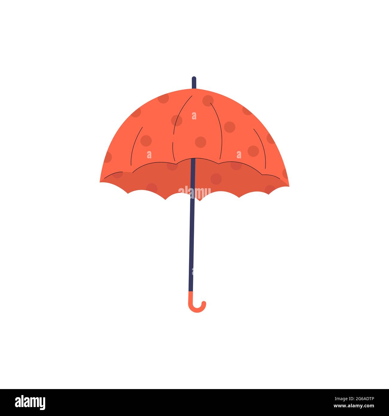 Ombrello arancione con icona a puntini di polka. Illustrazione Vettoriale