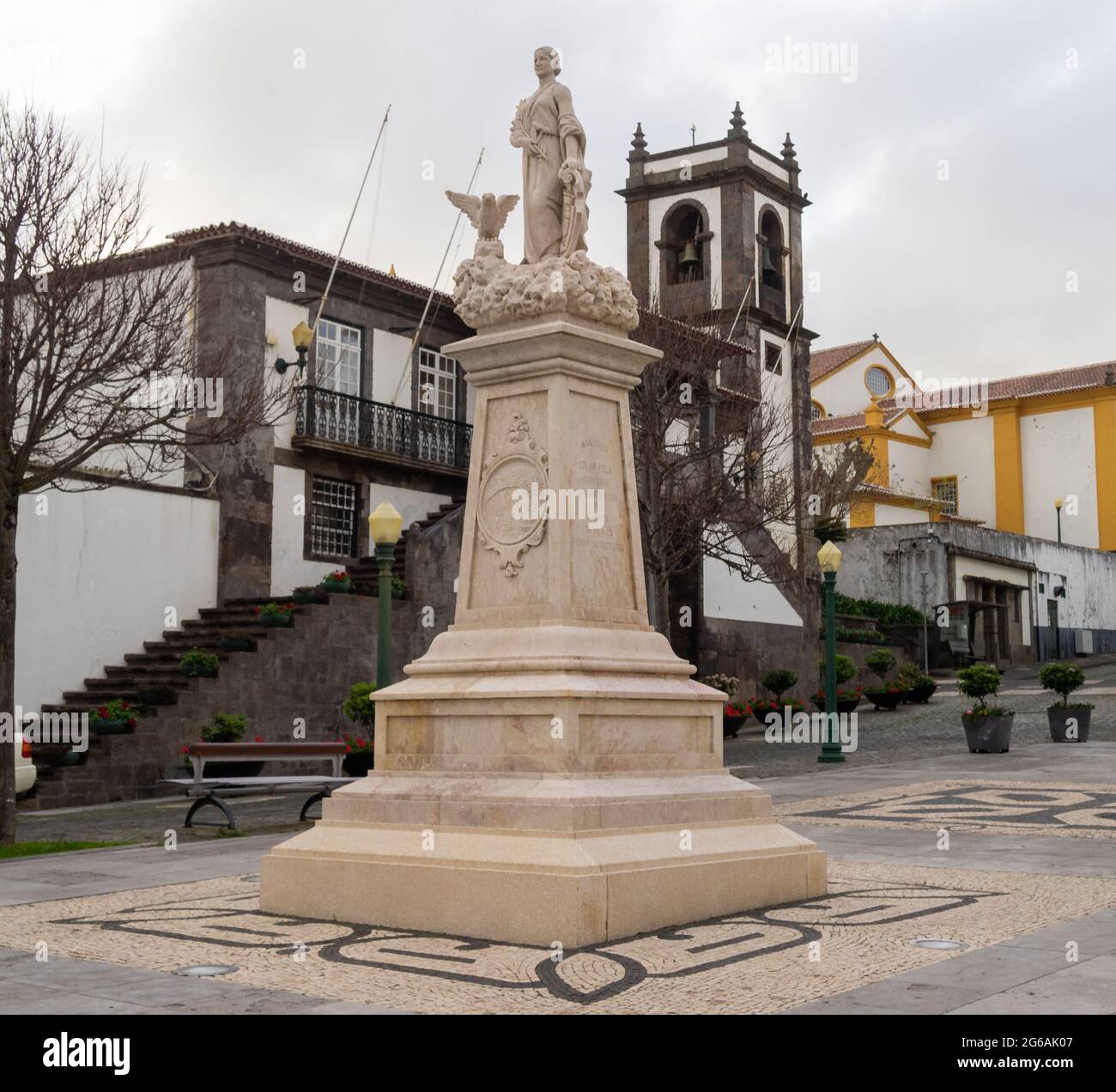 Statua della libertà a Praia da Vitoria, isola di Terceira, Azzorre Foto Stock