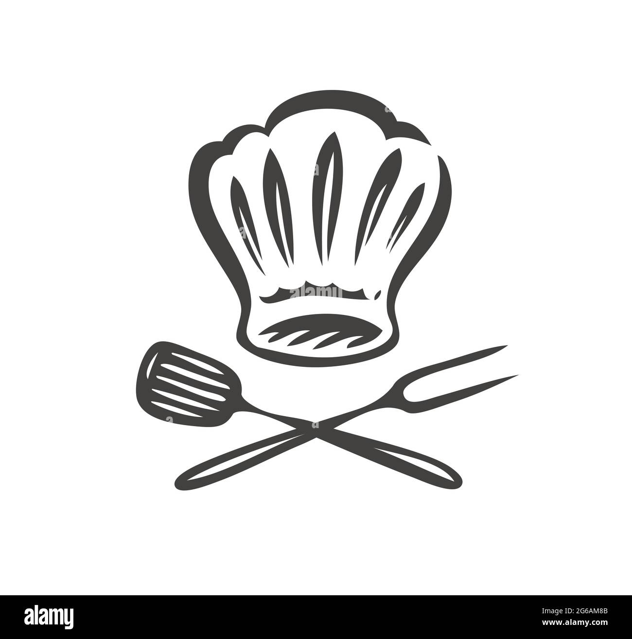 Logo barbecue. Concetto di cibo. Cucina, macellaio simbolo per il menu del ristorante o caffè Illustrazione Vettoriale