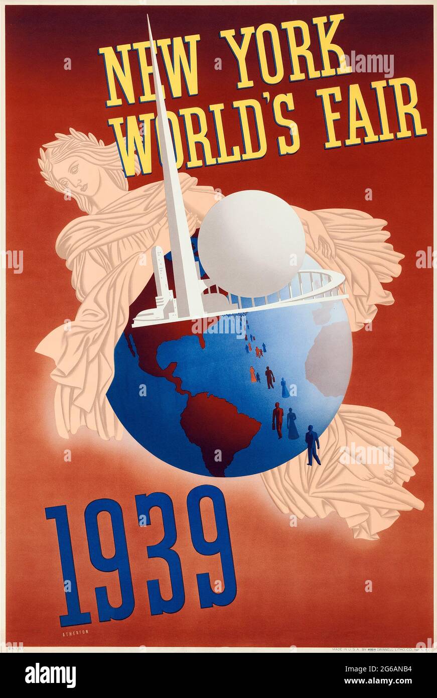 Poster di New York World's Fair Travel (Grinnell Litho Co., 1939). Foto Stock