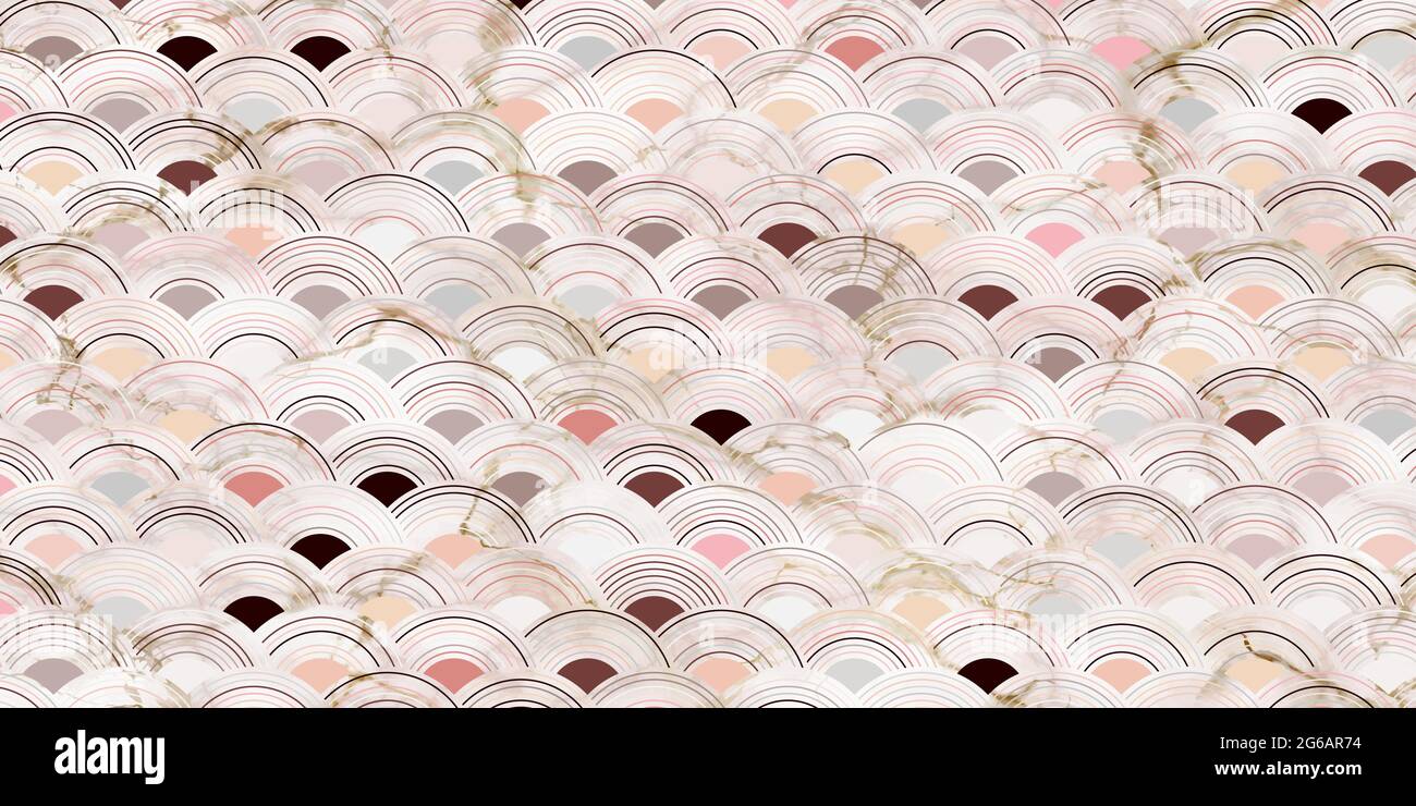 Astratto geometrico senza giunture cerchi overlapping.tradizionale sfondo colore pastello di rosa con design texture linea marmo per tappeti Illustrazione Vettoriale