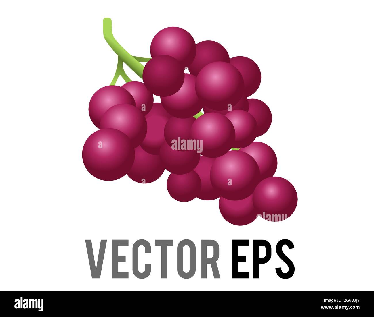 Il vettore isolato sfumatura frutta viola grappolo uva icona, come tagliato dalla vite e utilizzato per la produzione di vino Illustrazione Vettoriale