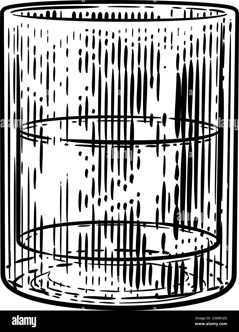 Bevande vetro in stile incisione Woodcut Illustrazione Vettoriale