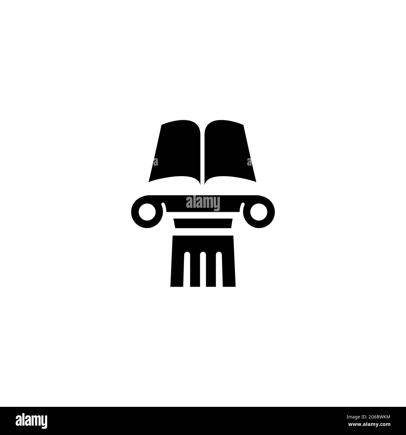 Colonna greca con libro aperto. Antico pilastro o piedistallo con enciclopedia. Concetto di biblioteca, università o libreria. Istruzione, valore di knowlenge. VECTO Illustrazione Vettoriale