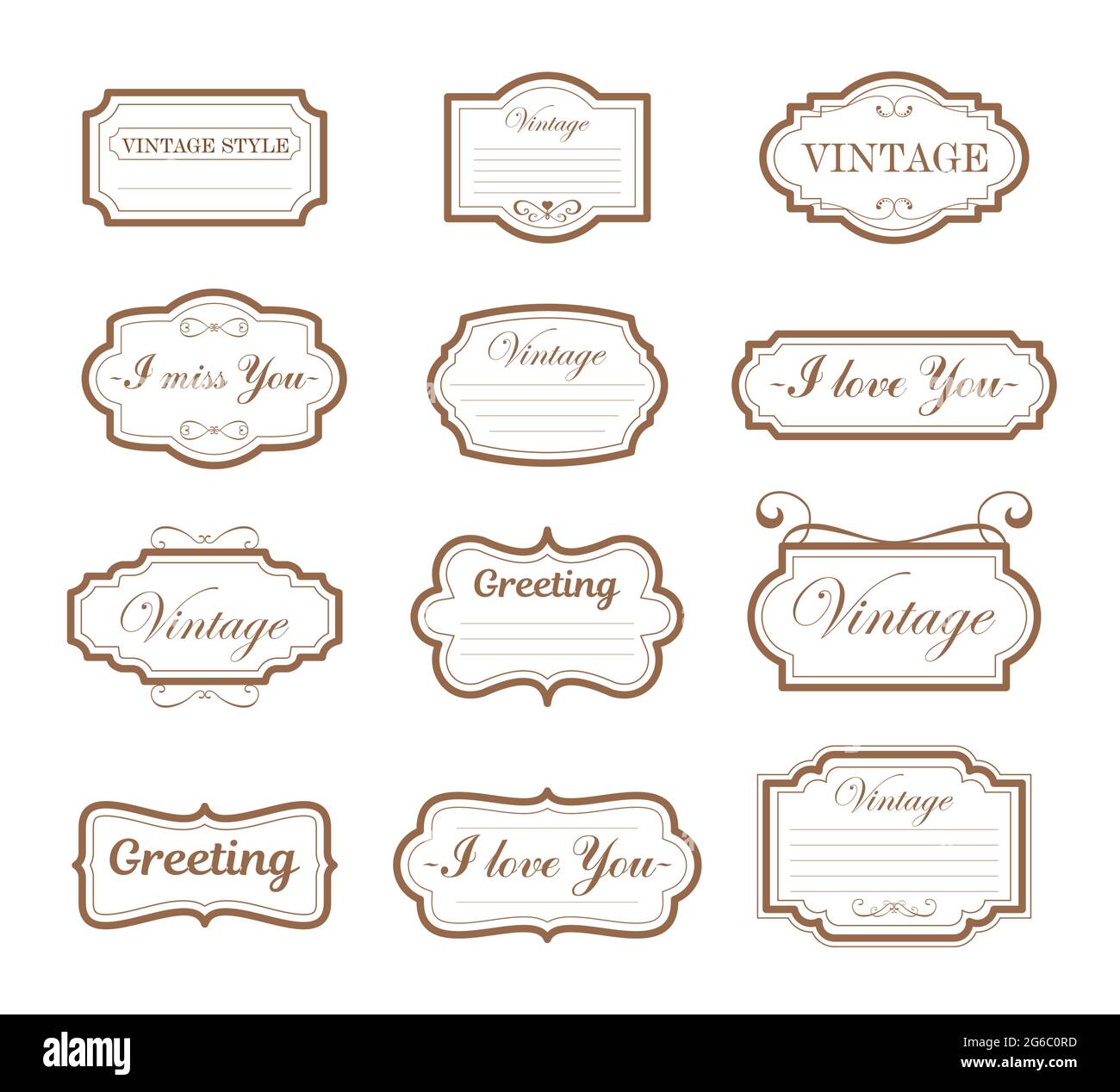 Vector frame labels set ornamental vintage decoration immagini e fotografie  stock ad alta risoluzione - Alamy