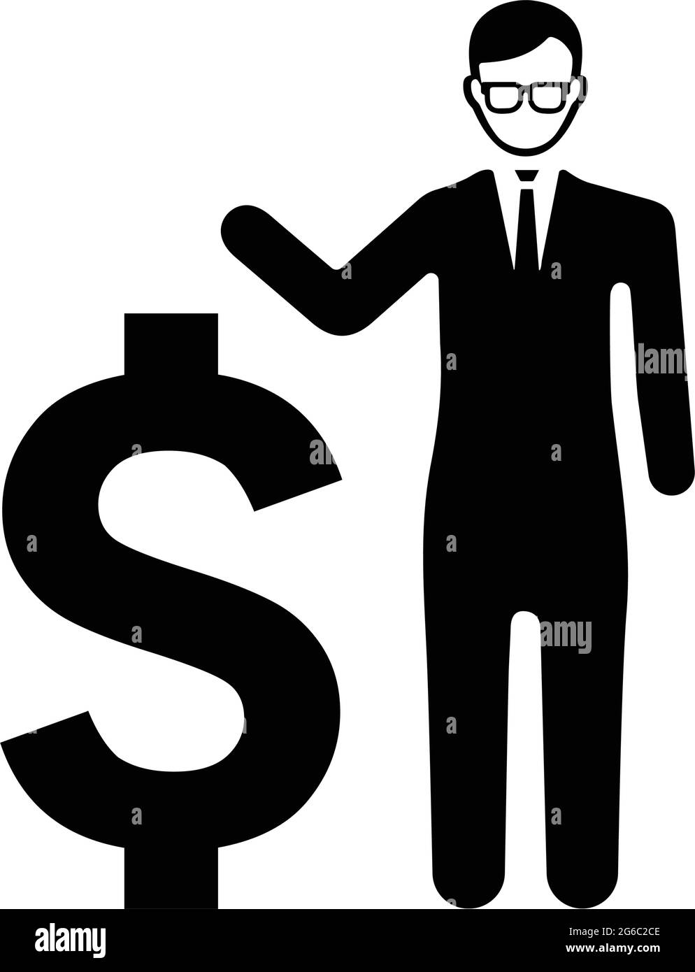 Rich, icona del responsabile finanziario - file EPS vettoriale facilmente modificabile. Illustrazione Vettoriale