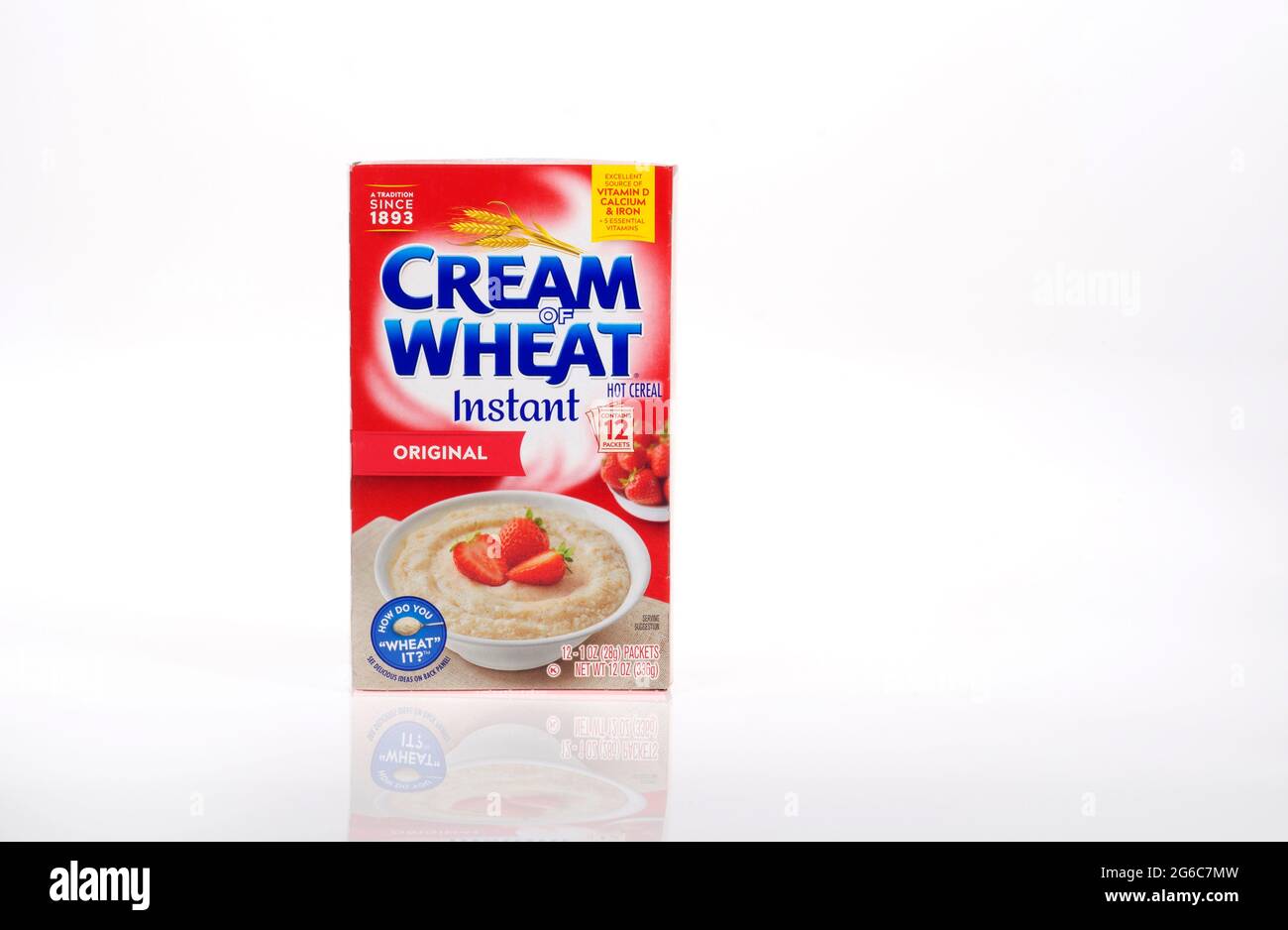 Nuova scatola di Crema di grano che mostra la modifica del logo Foto Stock