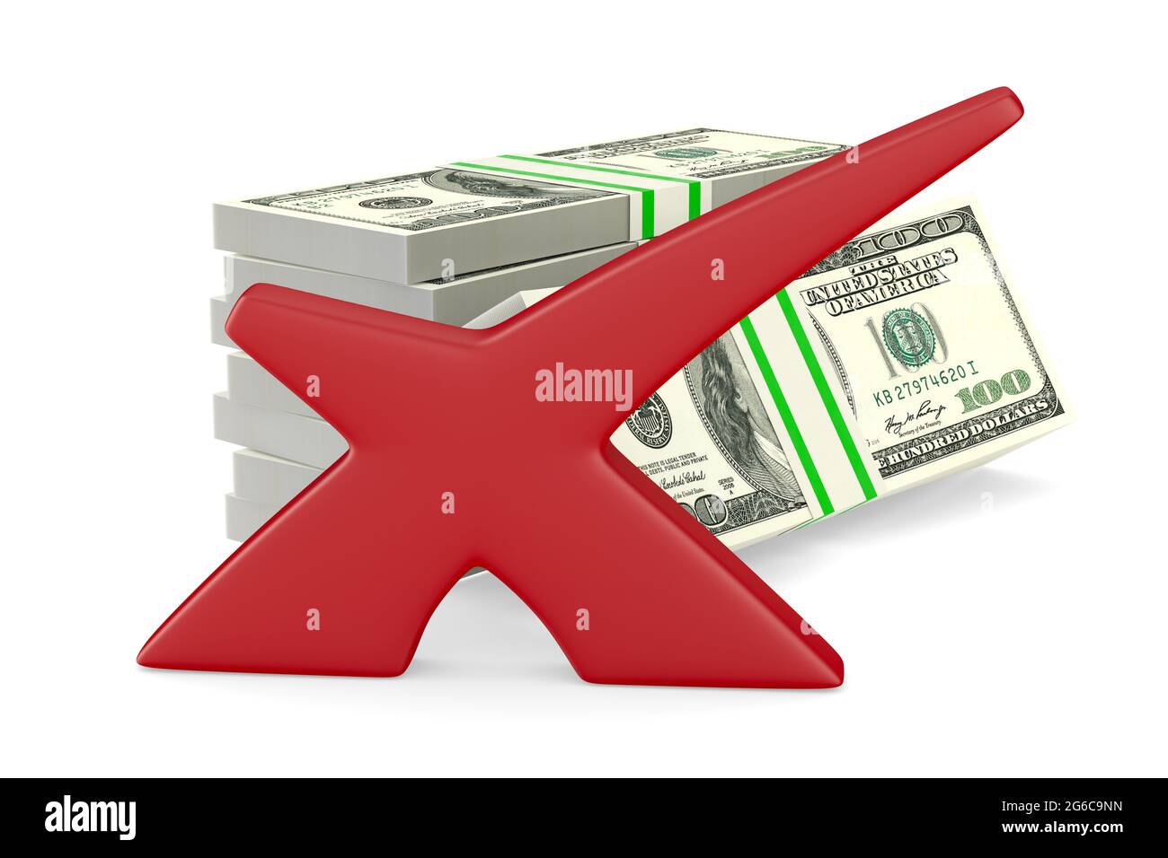 soldi su sfondo bianco. Illustrazione 3D isolata Foto Stock