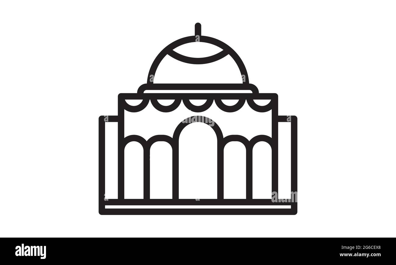 Icona moschea simbolo design semplice elemento vettore immagine Illustrazione Vettoriale
