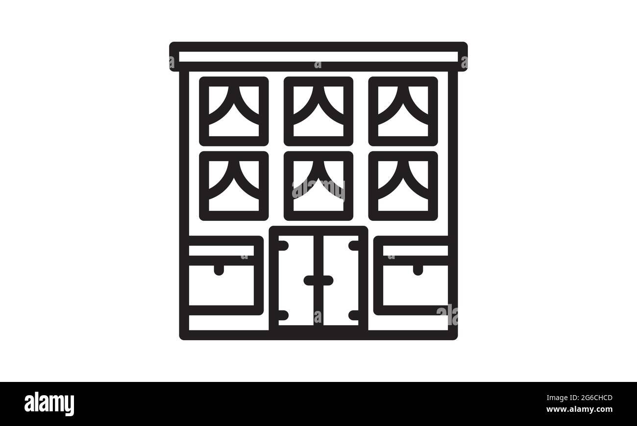 Icona vettoriale edifici isolato su sfondo bianco, concetto di trasparenza edifici può essere utilizzato web e mobile, icona edifici Illustrazione Vettoriale