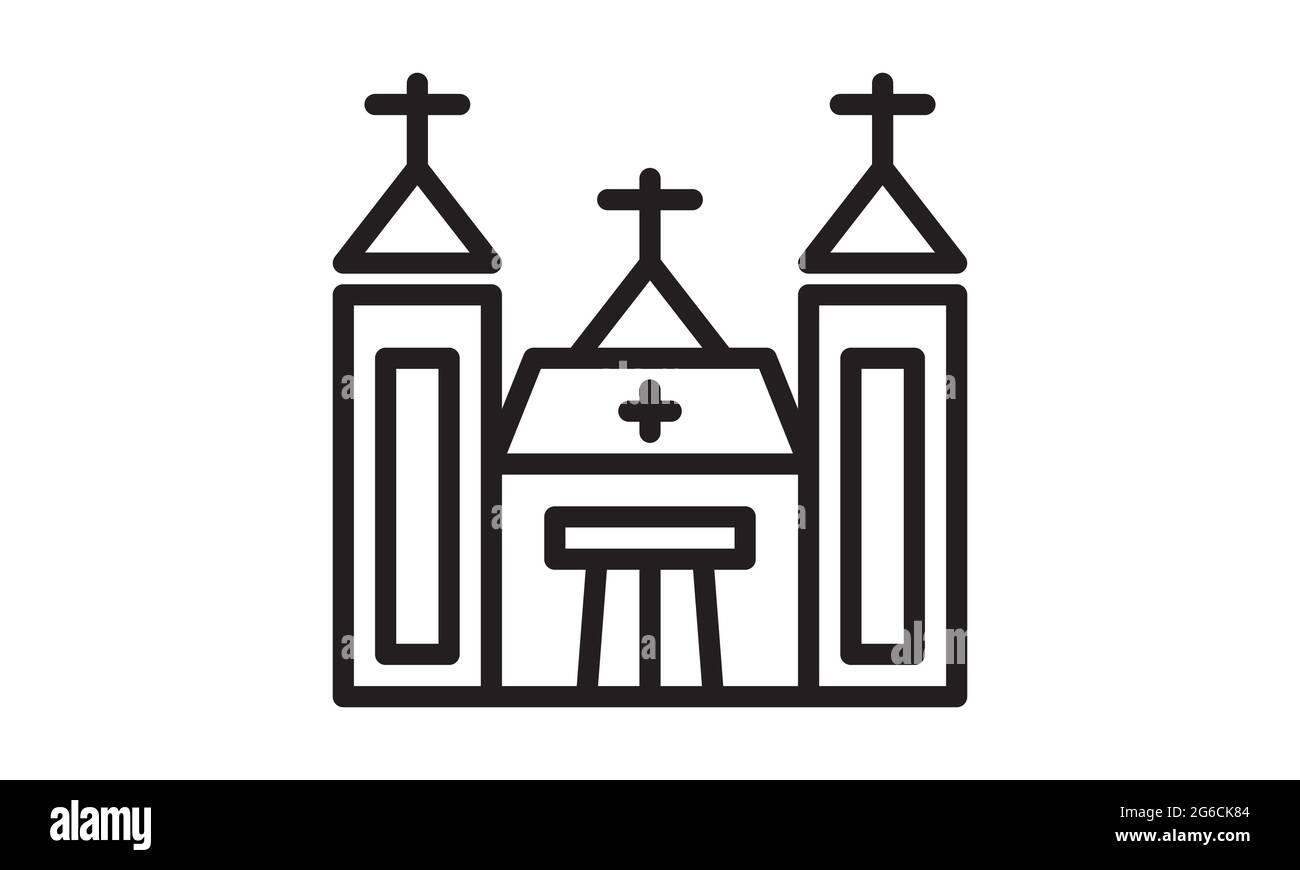 icona della chiesa isolata su sfondo bianco. Illustrazione Vettoriale