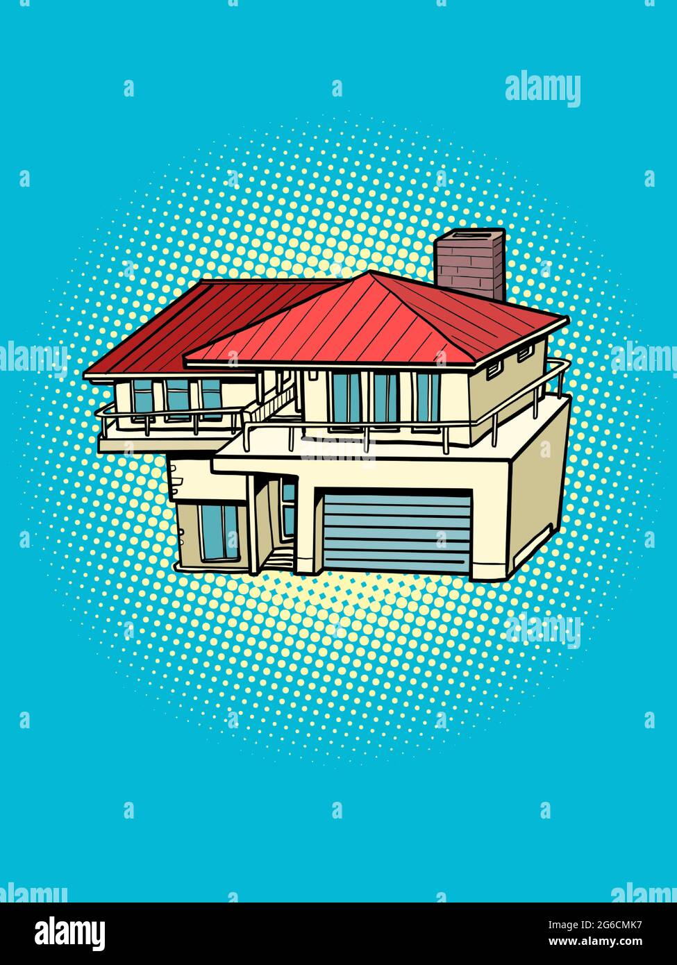 casa di campagna, resort hotel bungalow a due piani Illustrazione Vettoriale