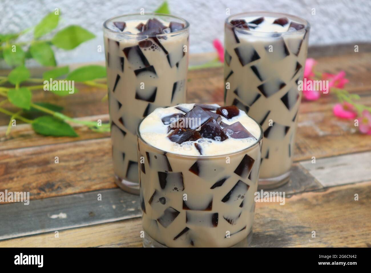 Dessert di gelatina di caffè, bevanda estiva Foto Stock