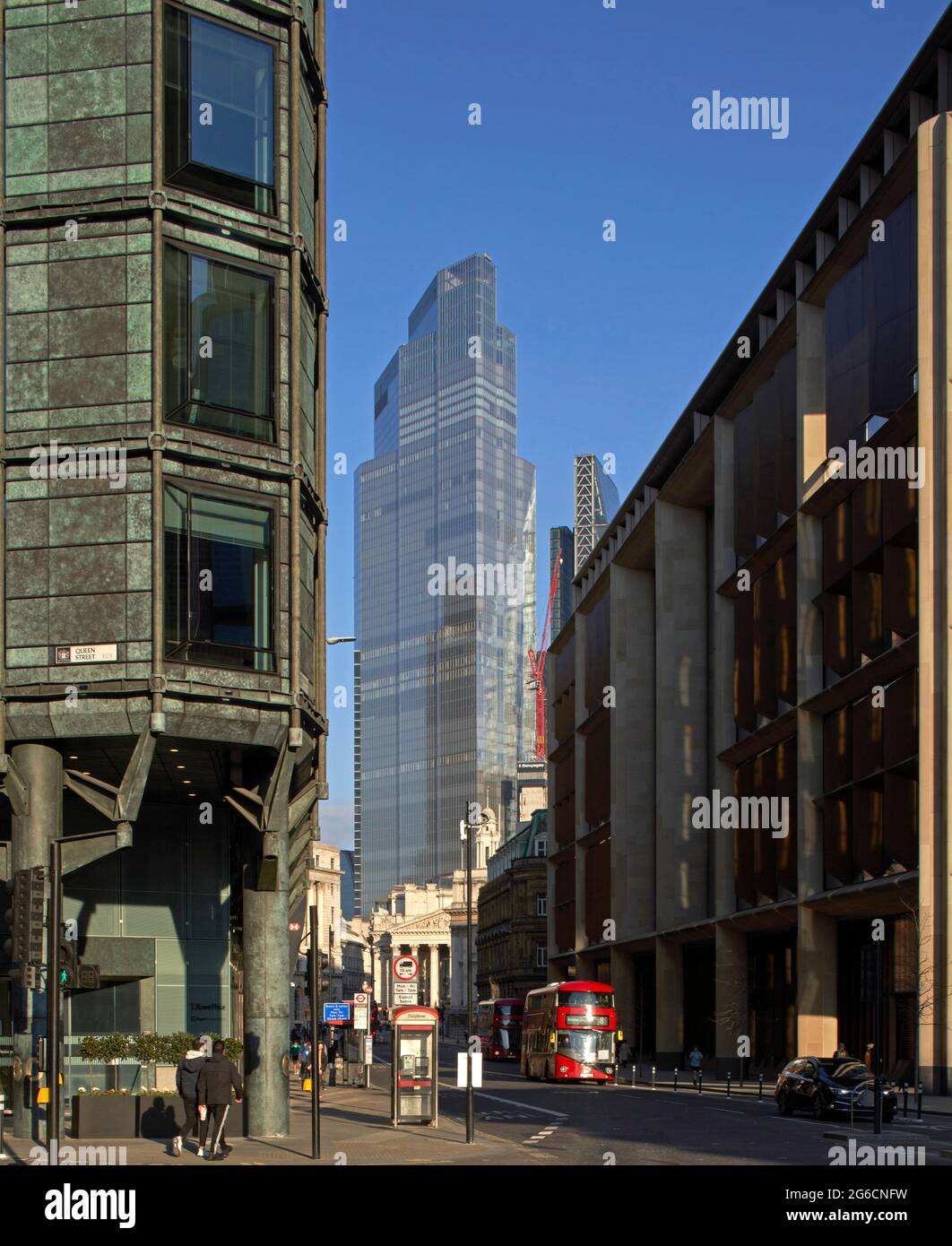 Vista a livello pedonale. 22 Bishopsgate, LONDRA, Regno Unito. Architetto: Architettura PLP, 2020. Foto Stock