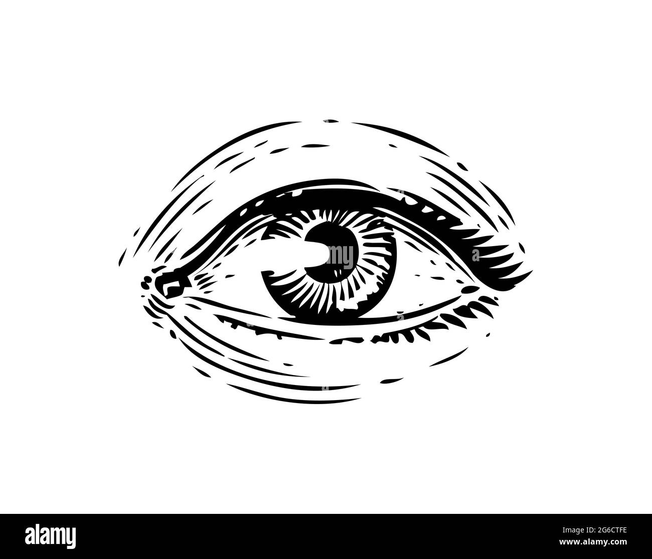 Schizzo vintage dell'occhio umano. Illustrazione disegnata a mano in stile incisione Illustrazione Vettoriale