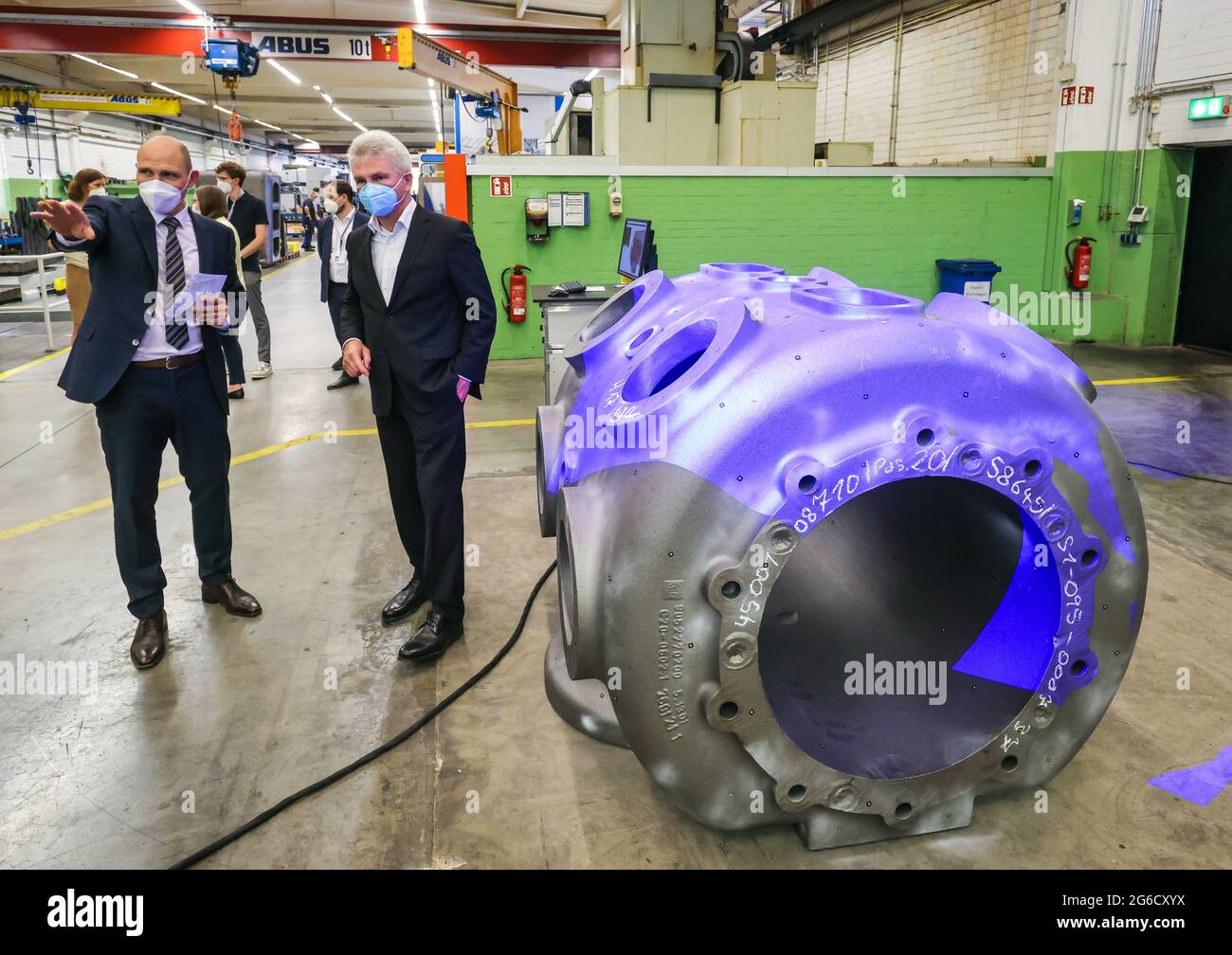 Uebach-Palenberg, Renania Settentrionale-Vestfalia, Germania - il Ministro dell'economia dell'NRW Andreas Pinkwart visita la fabbrica di macchine del Gruppo NEA Foto Stock