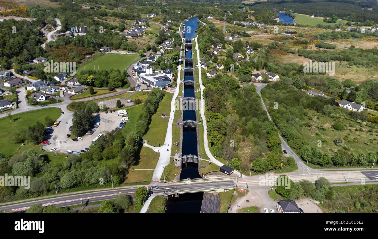 Una vista aerea della scalinata di Nettuno a Fort William, Scottish Highlands, UK Foto Stock