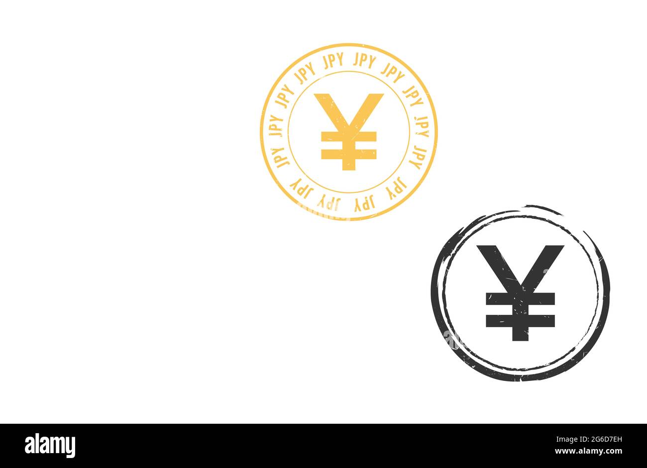 Giappone yen JPY grunge timbro sigillo disegno vettoriale. Simbolo della valuta tradizionale con design a forma di sigillo con francobollo a grunge Illustrazione Vettoriale