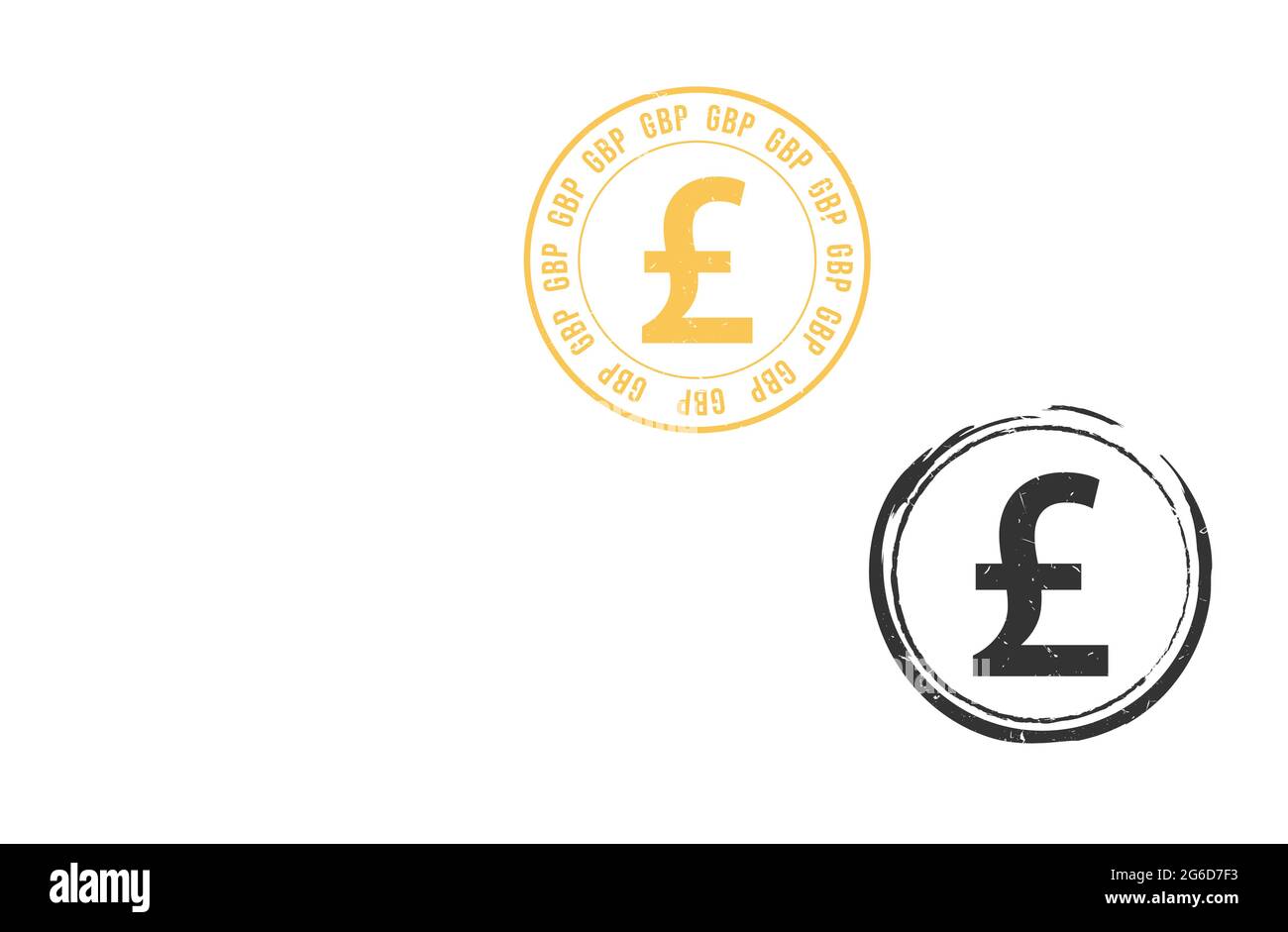 UK Pound Sterling grunge timbro sigillo modello vettoriale. Simbolo della valuta tradizionale con design a forma di sigillo con francobollo a grunge Illustrazione Vettoriale