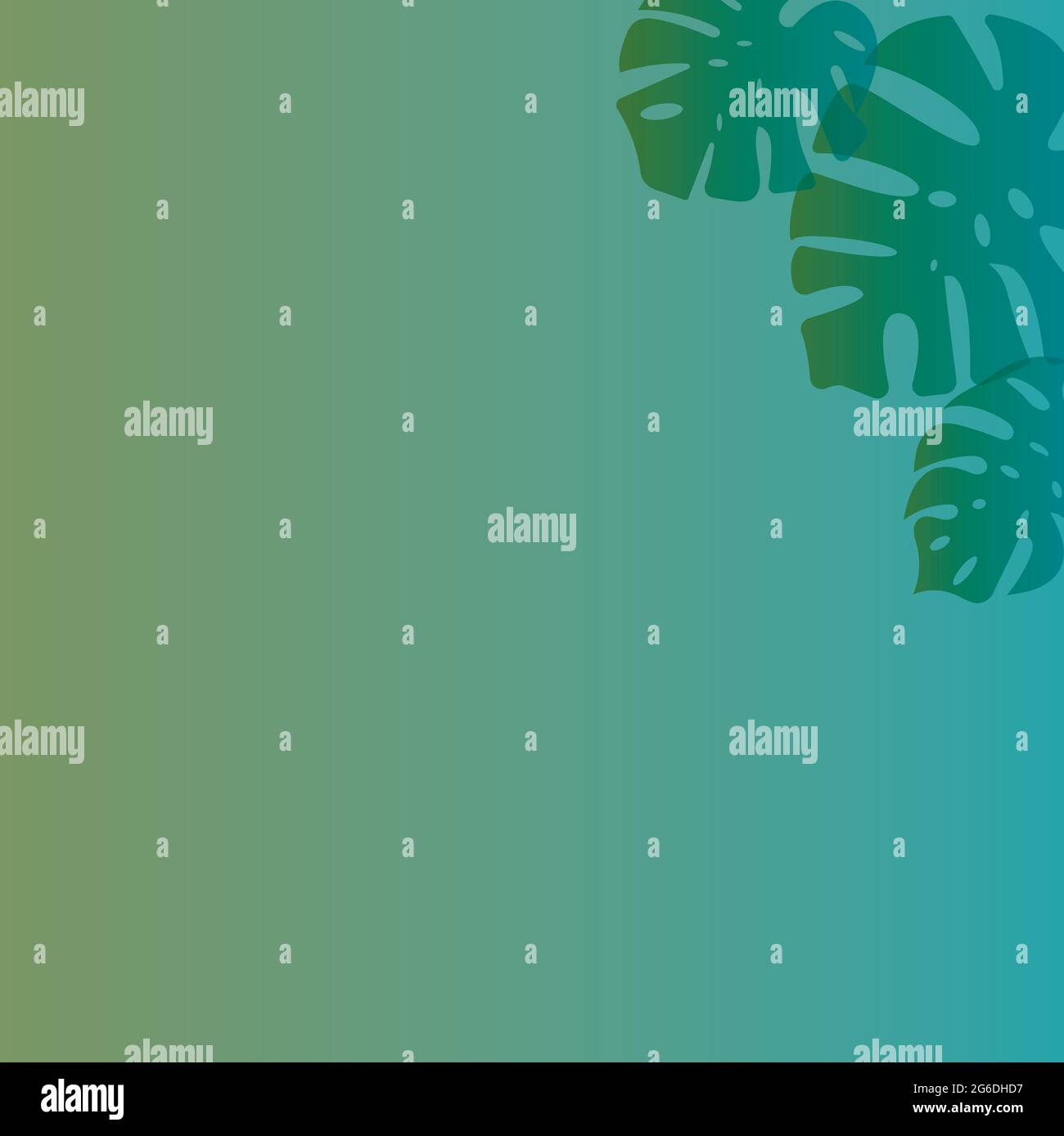 Sfondo sfumato. Piante tropicali crescono all'interno delle forme al neon. Monstera e foglie di palma. Nuova direzione per il tuo progetto. Layout 3D vettoriale fantastico. Illustrazione Vettoriale