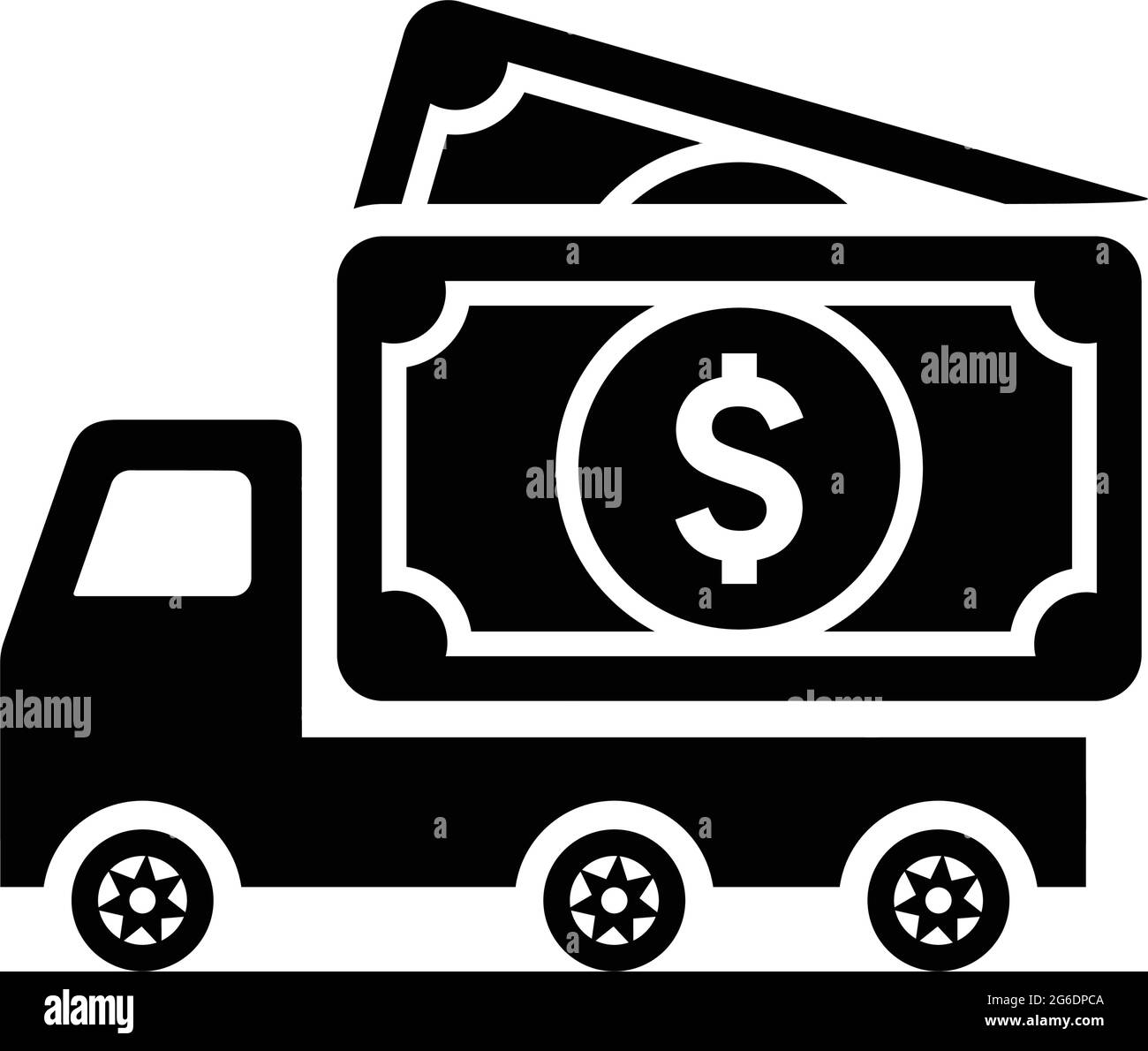 Icona del trasporto di contanti, dollaro, trasporto - file EPS vettoriale. Ideale per supporti di stampa, web, immagini di magazzino, uso commerciale o qualsiasi tipo di progetto proje Illustrazione Vettoriale