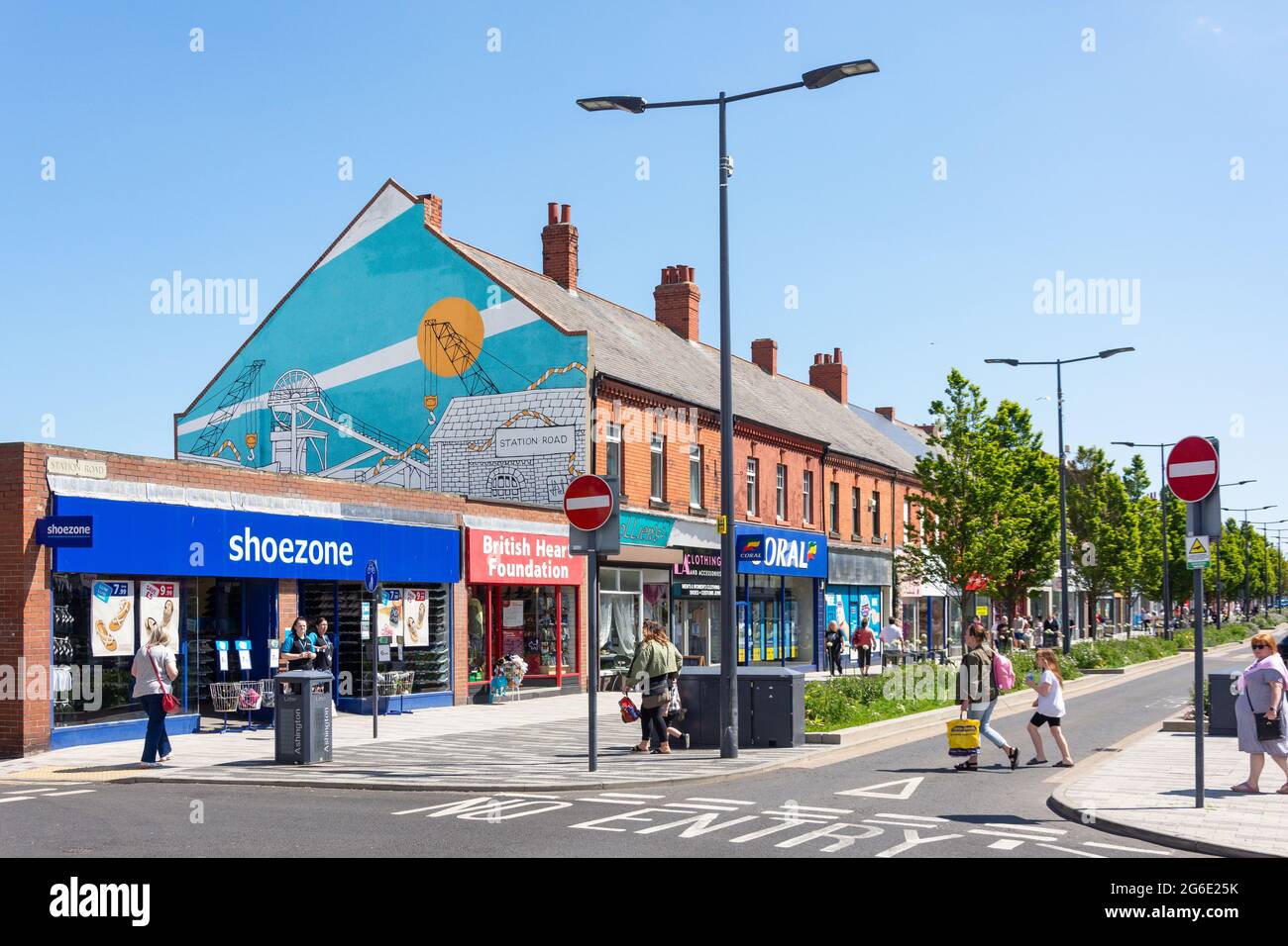 Station Road, Ashington, Northumberland, Inghilterra, Regno Unito Foto Stock