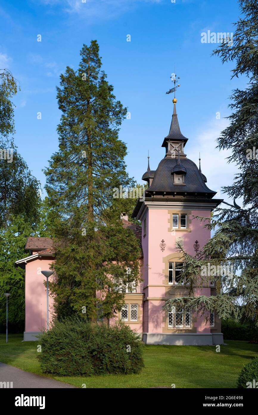 La Scheffelschloesschen a Mettnaupark, ex residenza estiva del poeta Joseph Victor von Scheffel, Radolfzell, Constance County Foto Stock