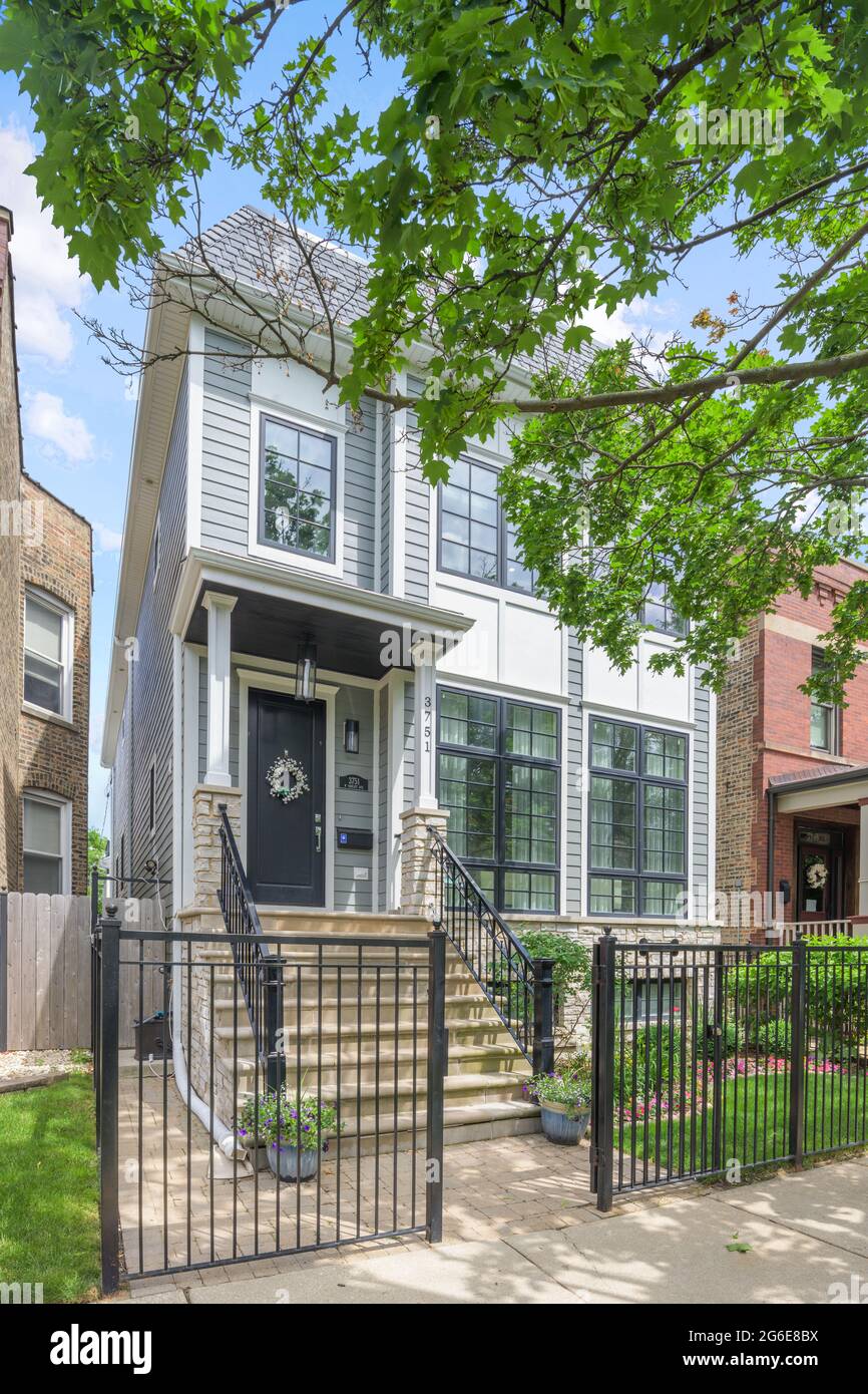 Casa singola per famiglie nel quartiere di Roscoe Village Foto Stock