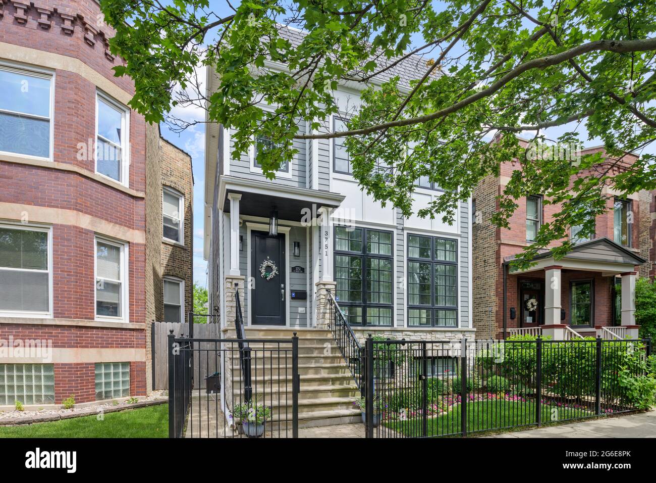 Casa singola per famiglie nel quartiere di Roscoe Village Foto Stock