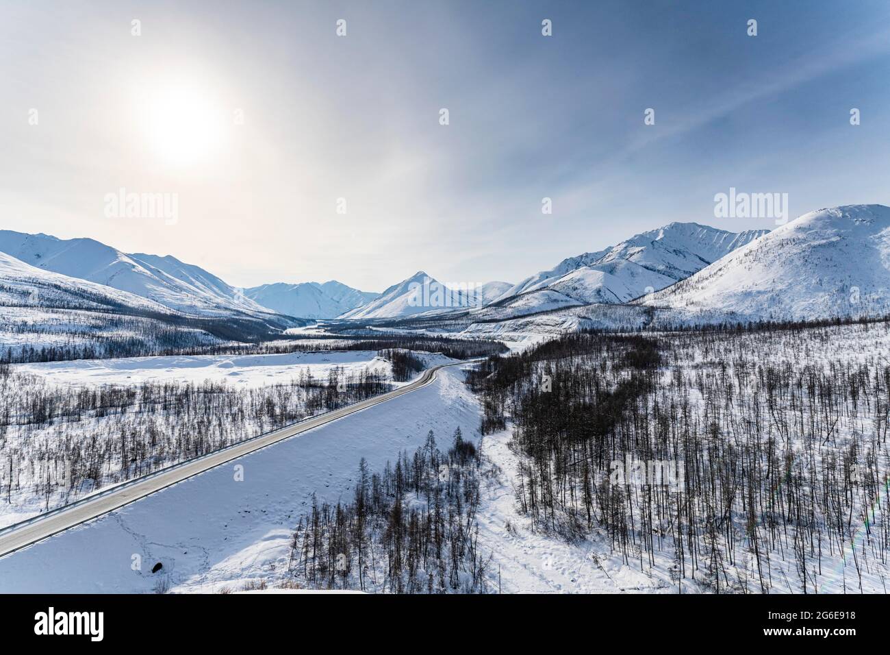 Si affaccia sulla Road of Bones, Sakha Republic, Yakutia, Russia Foto Stock