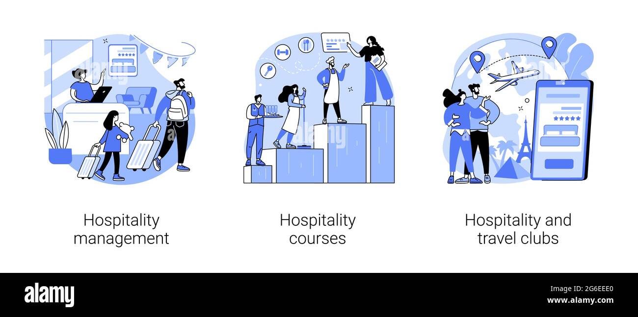 Illustrazioni vettoriali del concetto astratto dell'attività alberghiera. Illustrazione Vettoriale