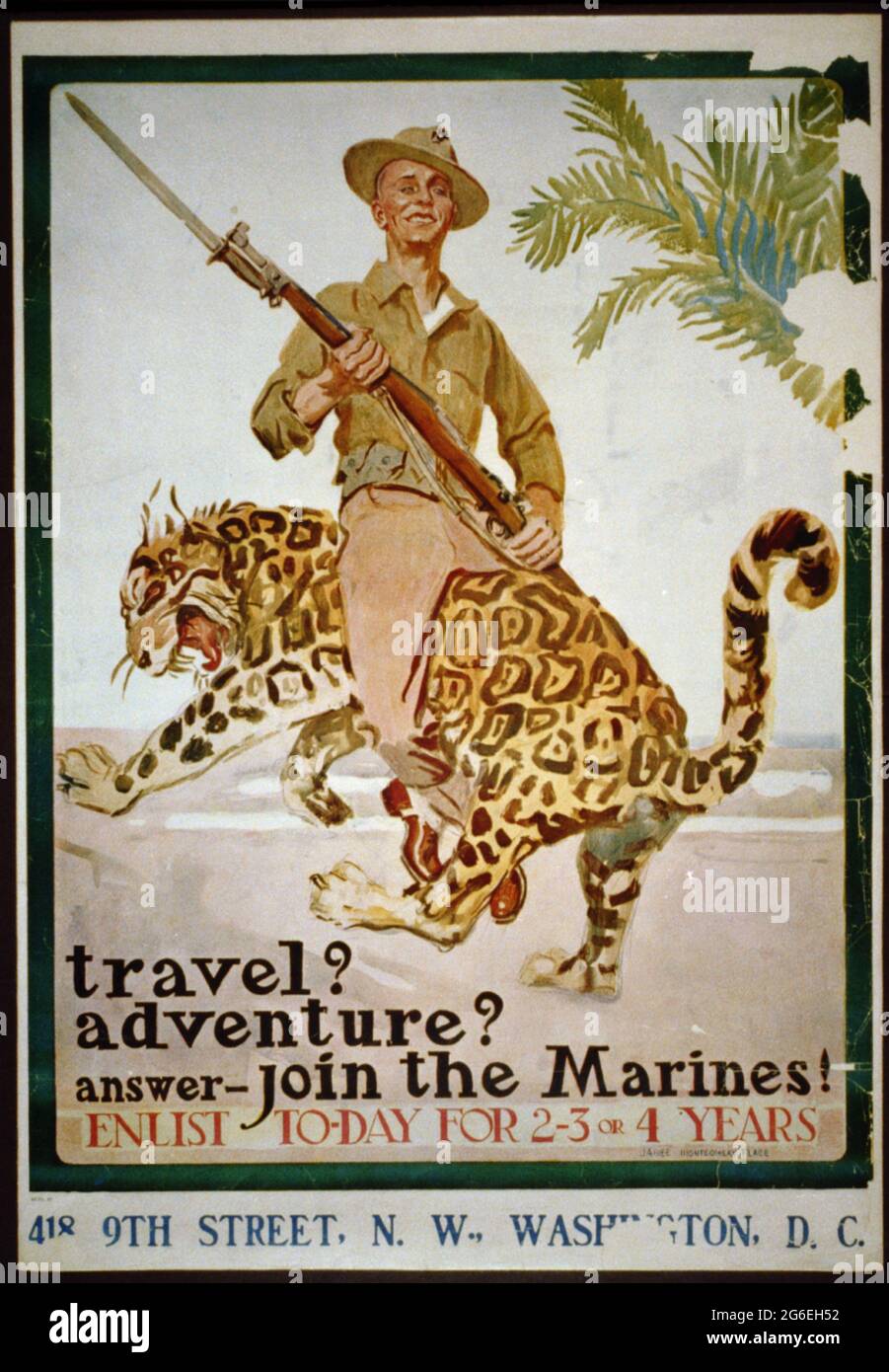 Un poster di reclutamento vintage per i Marines statunitensi Foto Stock
