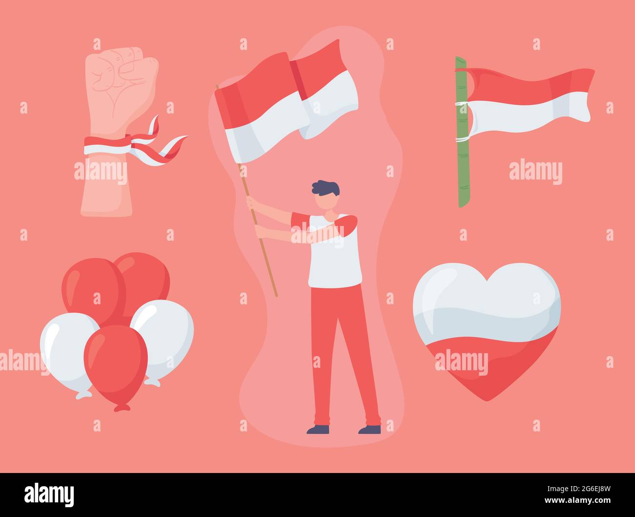 ragazzo con bandiera dell'indonesia Illustrazione Vettoriale