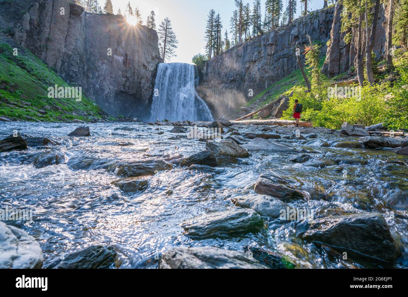 Rainbow Falls a Mammoth Mountain California Foto Stock