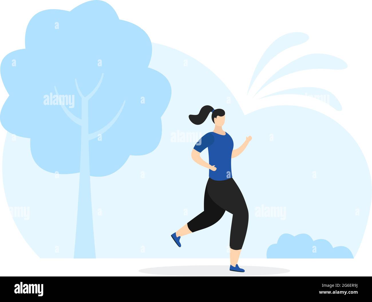Jogging o Running Sport sfondo Illustrazione uomini e donne per il corpo attivo, stile di vita sano, attività all'aperto Illustrazione Vettoriale