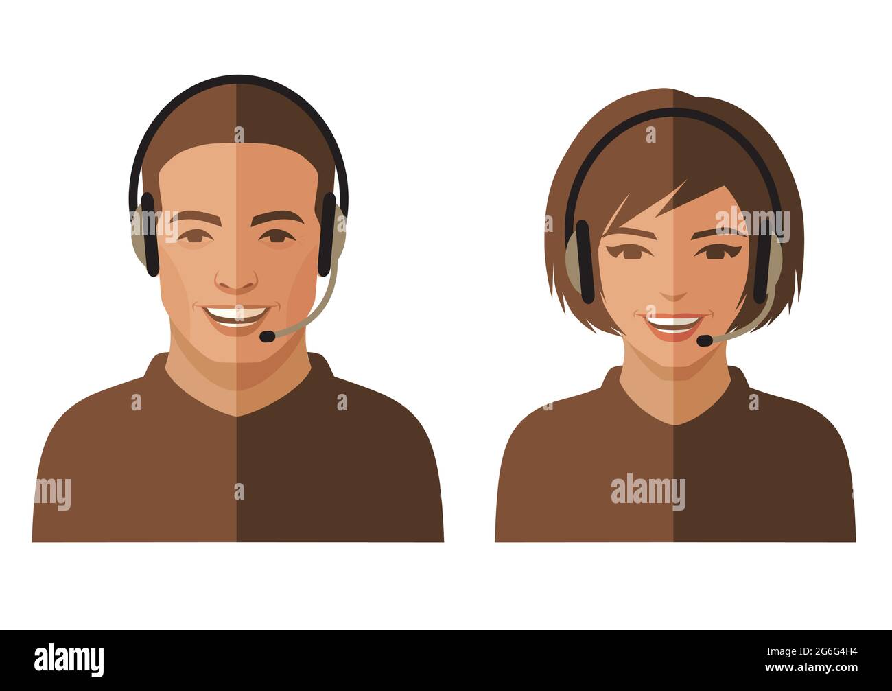 servizio di call center, assistenza clienti, icona di flat office vettoriale Illustrazione Vettoriale